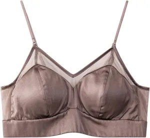 Silk Backless Bandeau Bra for Women, Breathable Mulberry Silk Bralette, Comfortable Camisole Lingerie for Sleepwear and Everyday Wear