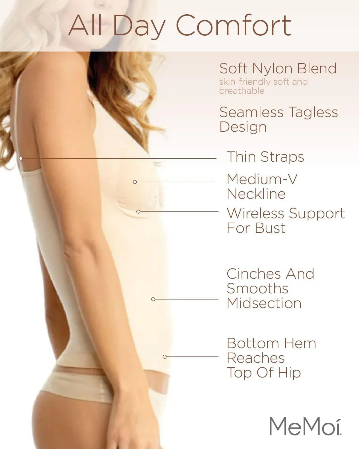 SlimMe Shapewear Camisole for Women, Wireless Tummy Control Camisole, Comfortable and Discreet - Sizes Small to Q2