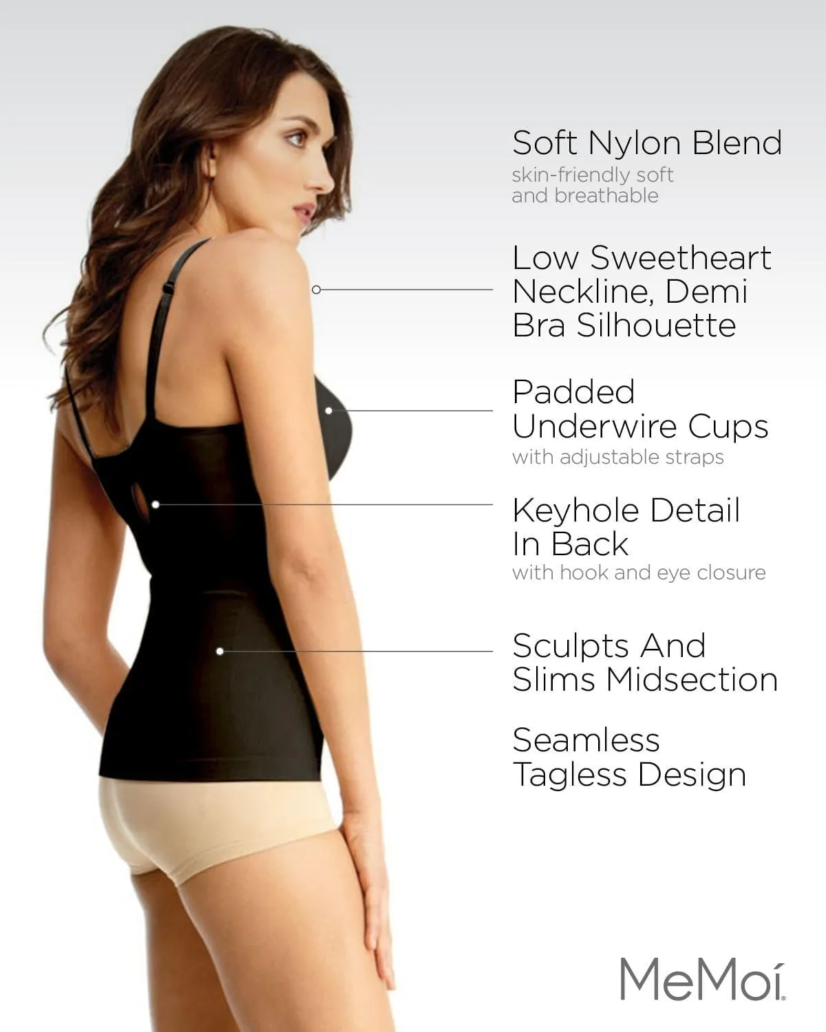 SlimMe Womens Camisole Tank Tops, Shaping Womens Camisole with Padded Underwire Bra, Comfortable Cami Tank Top - Sizes S-XL