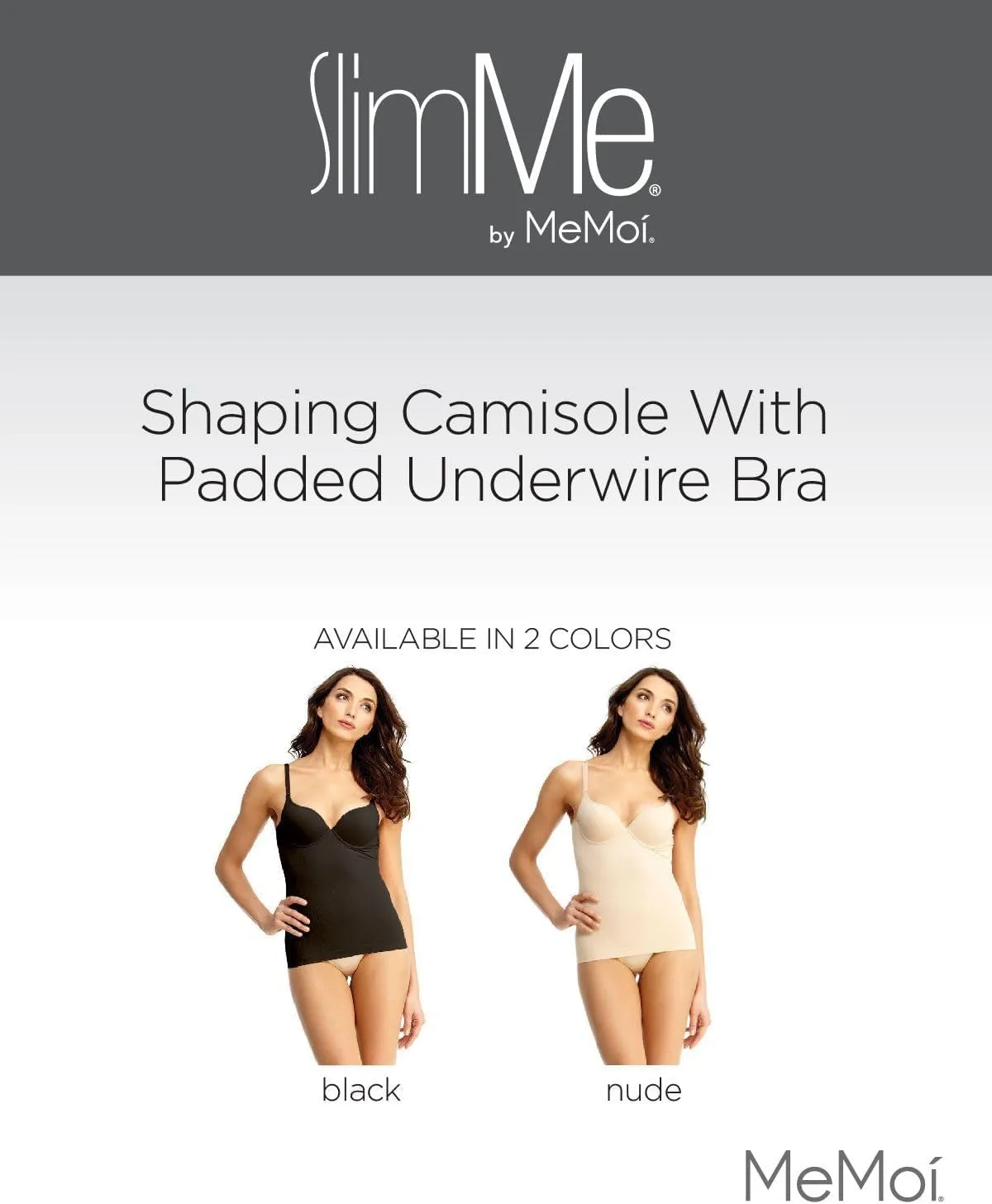 SlimMe Womens Camisole Tank Tops, Shaping Womens Camisole with Padded Underwire Bra, Comfortable Cami Tank Top - Sizes S-XL