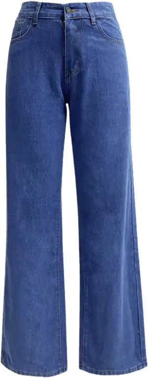 Solid Color Comfortable Casual Straight Jeans Women's Commuter Versatile Denim Pants High Waist Stretch Trousers