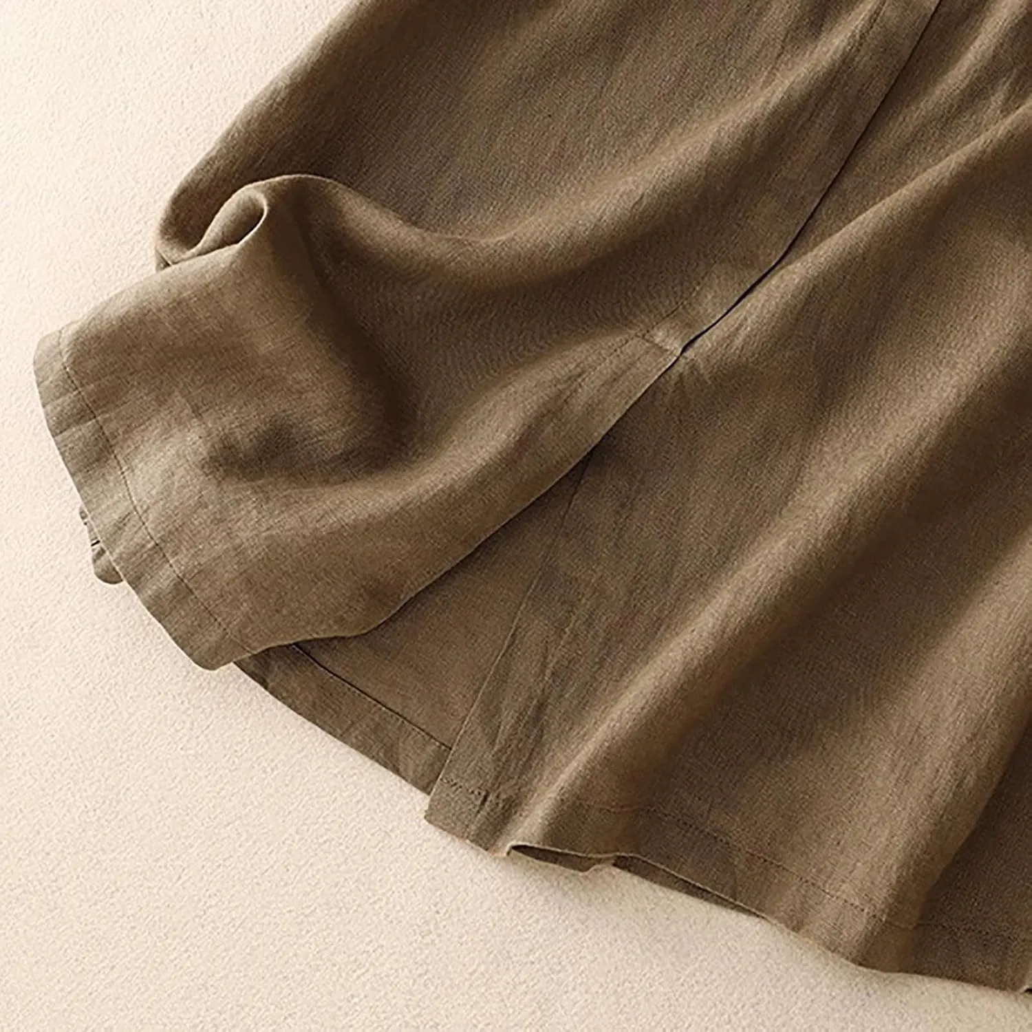 Solid Skirts for Women Cotton Linen Midi Elastic Band Pleated Skirt Womens Flowy Skirts Versatile Style Comfortable