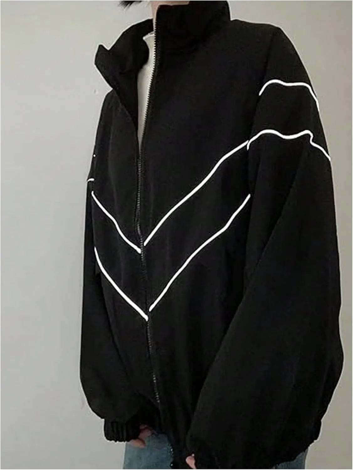 SOLY HUX Men's Y2k Zip Up Jacket Lightweight Windbreaker Outerwear Varsity Jackets