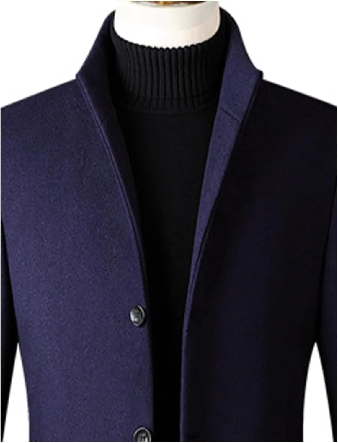 SOMTHRON Men's Trench Coat Wool Blend Slim Fit Top Coat Single Breasted Business Overcoat