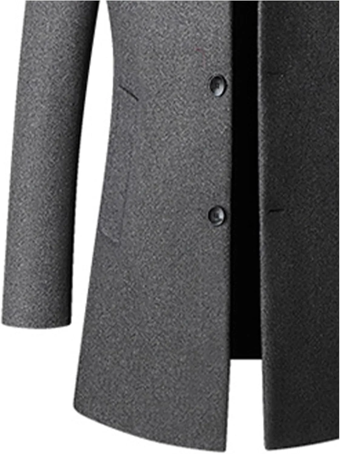 SOMTHRON Men's Trench Coat Wool Blend Slim Fit Top Coat Single Breasted Business Overcoat