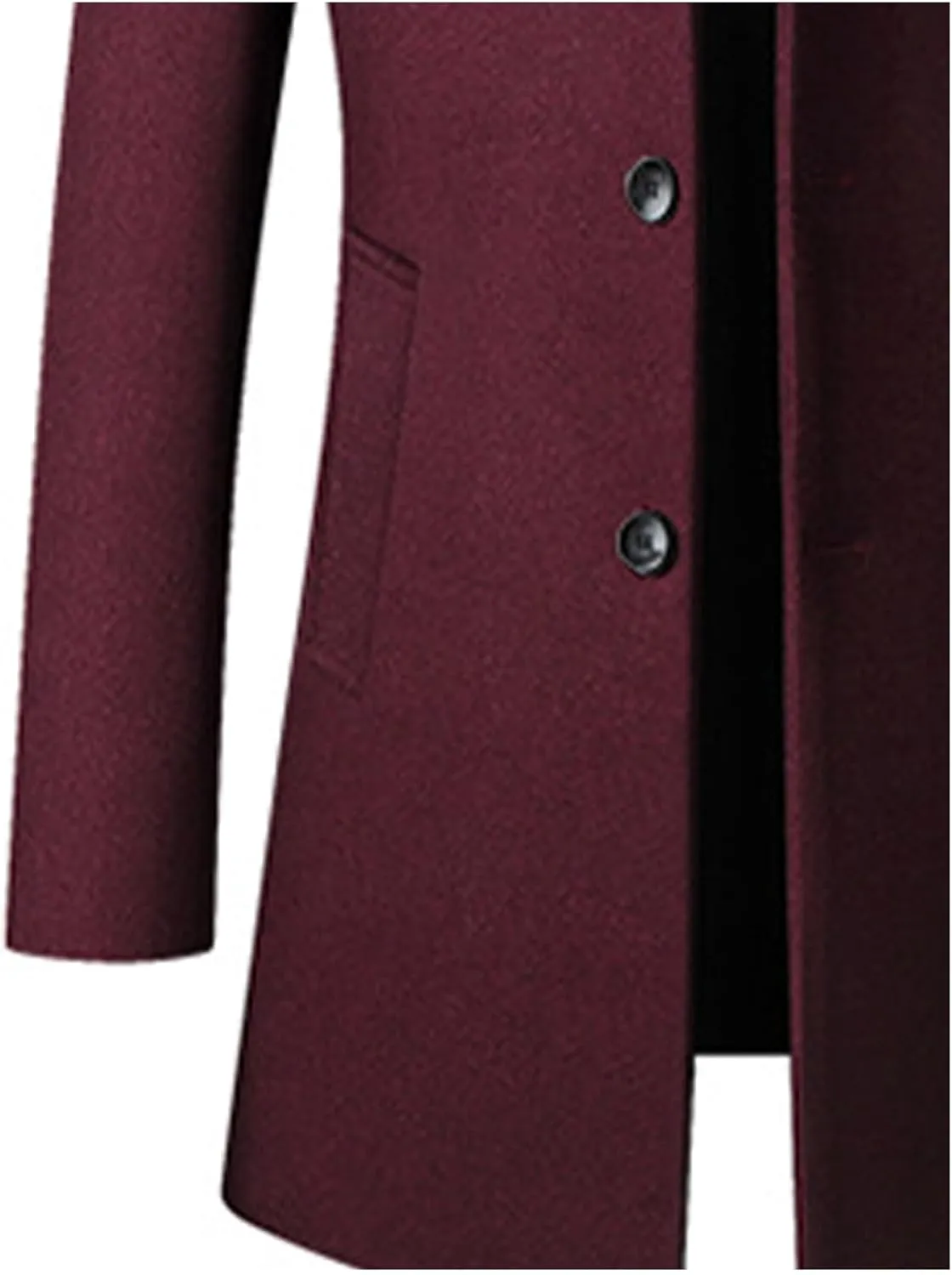 SOMTHRON Men's Trench Coat Wool Blend Slim Fit Top Coat Single Breasted Business Overcoat
