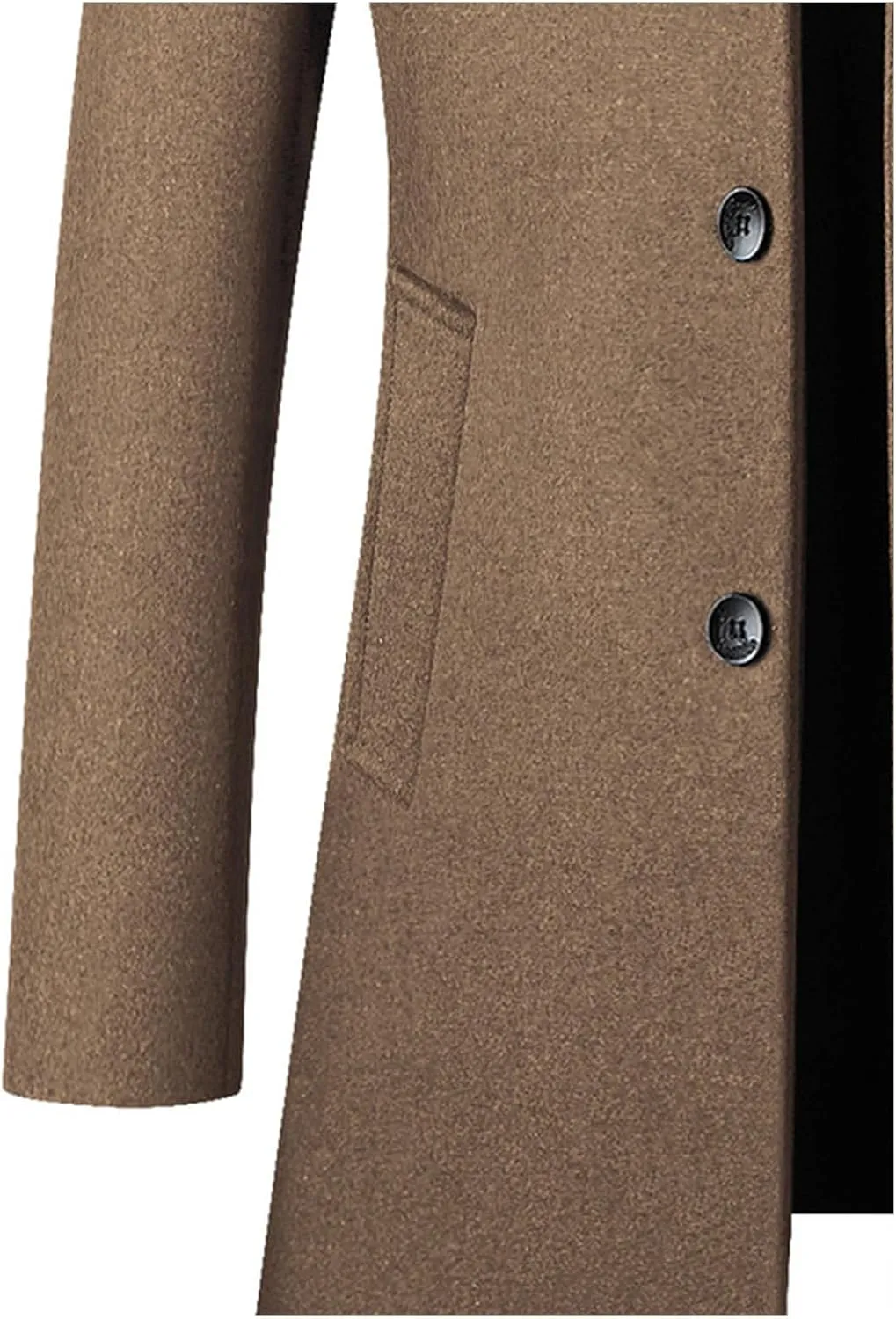 SOMTHRON Men's Trench Coat Wool Blend Slim Fit Top Coat Single Breasted Business Overcoat