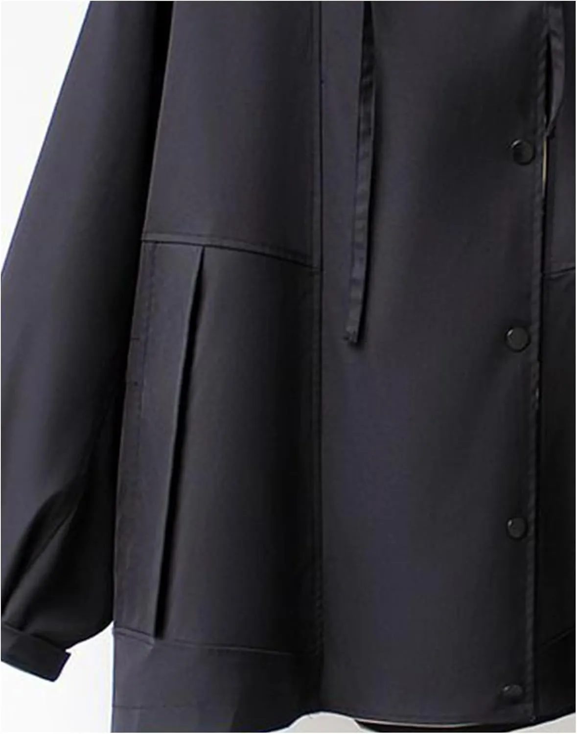 SOMTHRON Women's Hooded Trench Coat Lightweight Lapel Button Down Jacket Color Block Mid-Length Windbreaker