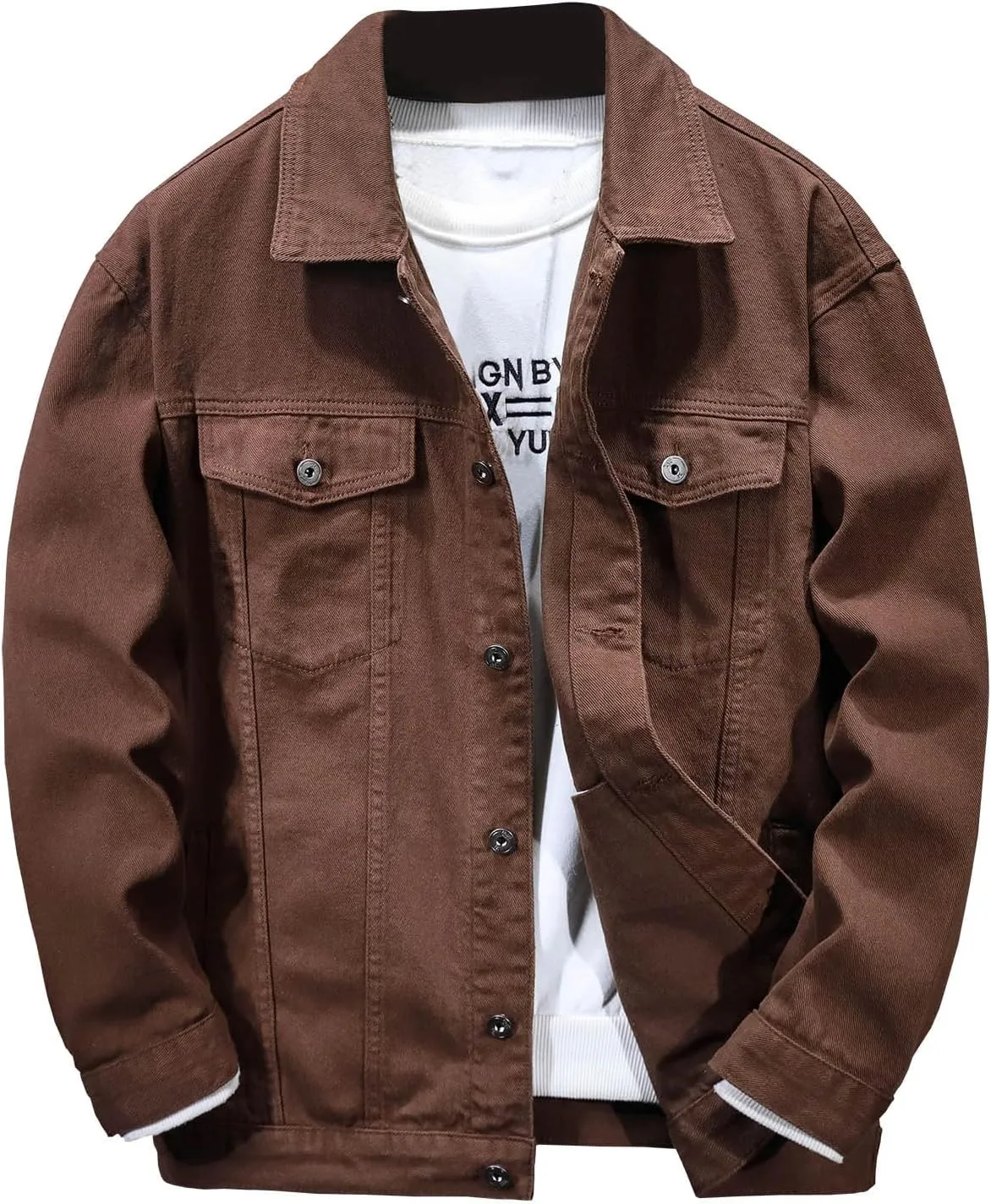 Spring Summer Fashion Jean Jacket for Men Lightweight Distressed Multi-Pocket Denim Coats Classic Lapel Cotton Jacket