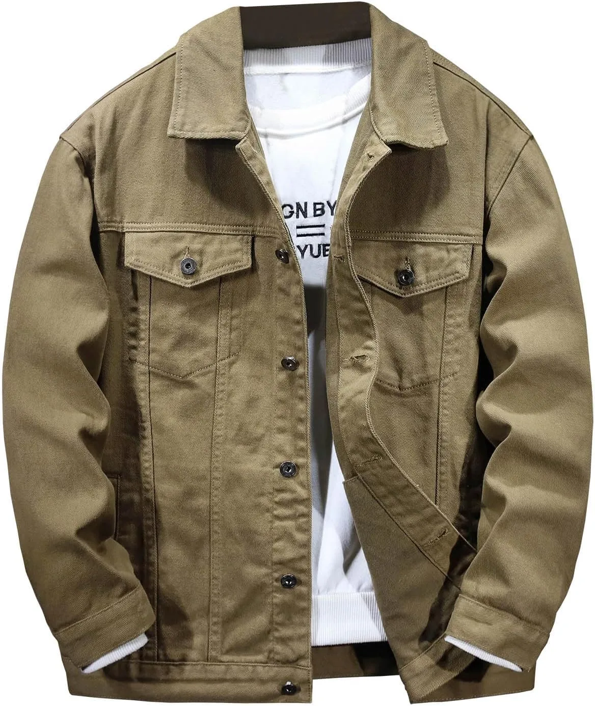 Spring Summer Fashion Jean Jacket for Men Lightweight Distressed Multi-Pocket Denim Coats Classic Lapel Cotton Jacket