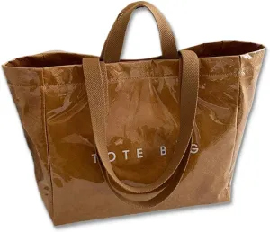 Stellaya PVC Tote Bag, Stellaya Womens Letters Print Tote Bag, Large Kraft Paper Bag