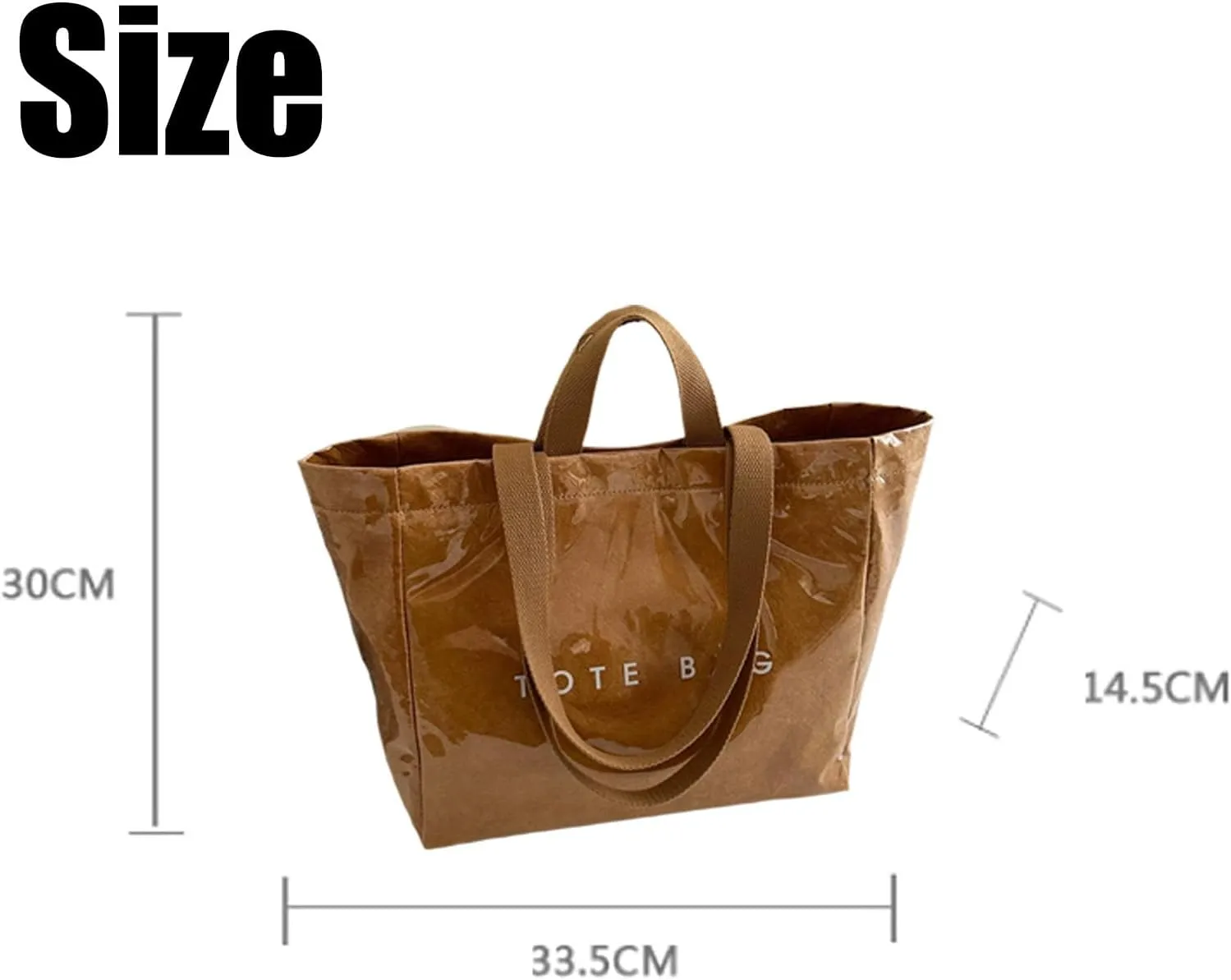 Stellaya PVC Tote Bag, Stellaya Womens Letters Print Tote Bag, Large Kraft Paper Bag