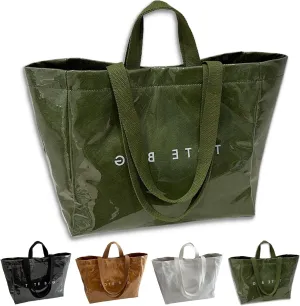 Stellaya Womens Letters Print Tote Bag, Stellaya Tote Bag, Women's PVC Kraft Paper Large Shopping Bagage