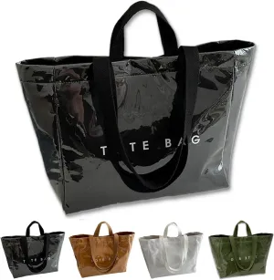 Stellaya Womens Letters Print Tote Bag, Stellaya Tote Bag, Women's PVC Kraft Paper Large Shopping Bagage