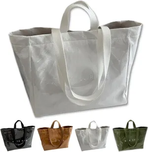 Stellaya Womens Letters Print Tote Bag, Stellaya Tote Bag, Women's PVC Kraft Paper Large Shopping Bagage