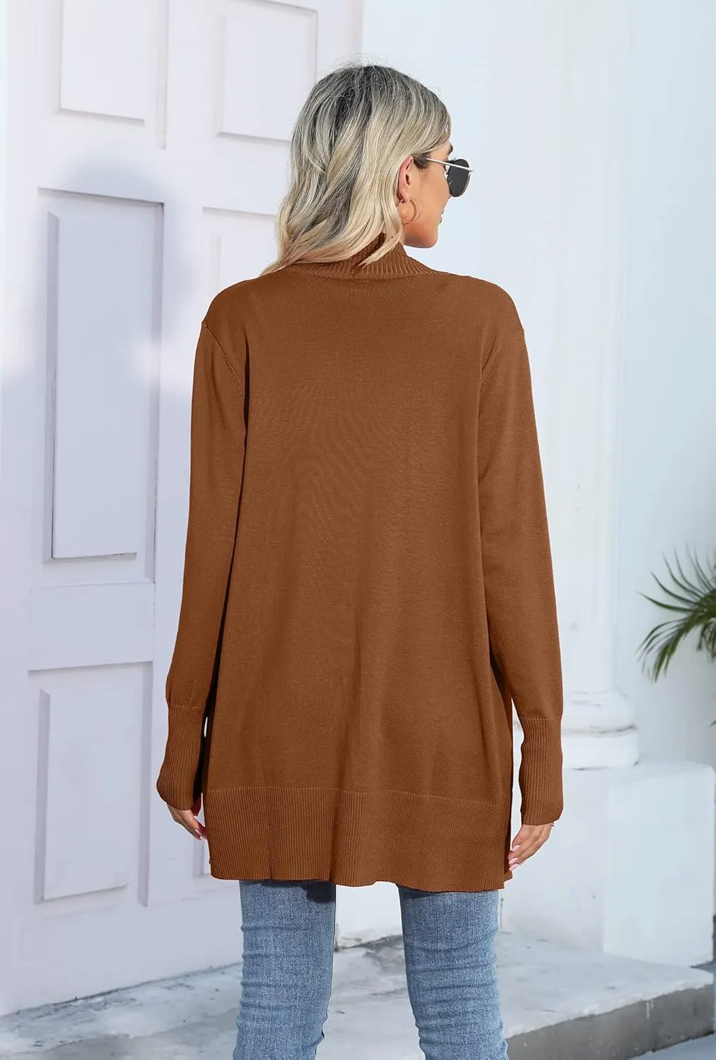 SUEANI Women's Open Front Casual Long Sleeve Knitwear Classic Sweaters Cardigan with Pockets