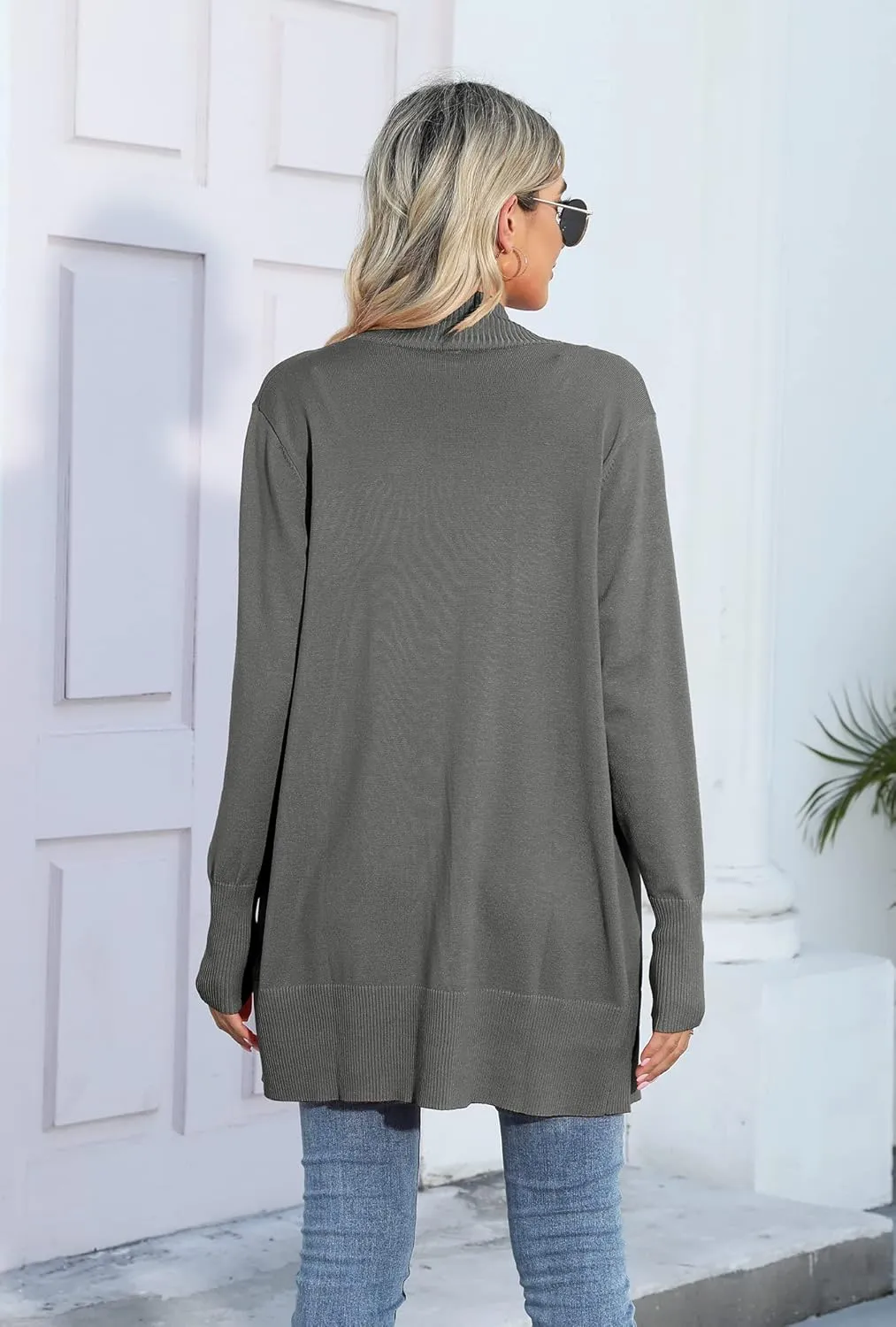 SUEANI Women's Open Front Casual Long Sleeve Knitwear Classic Sweaters Cardigan with Pockets