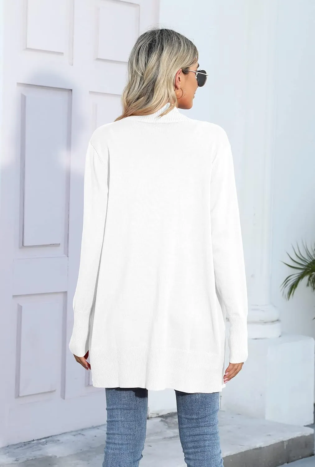 SUEANI Women's Open Front Casual Long Sleeve Knitwear Classic Sweaters Cardigan with Pockets