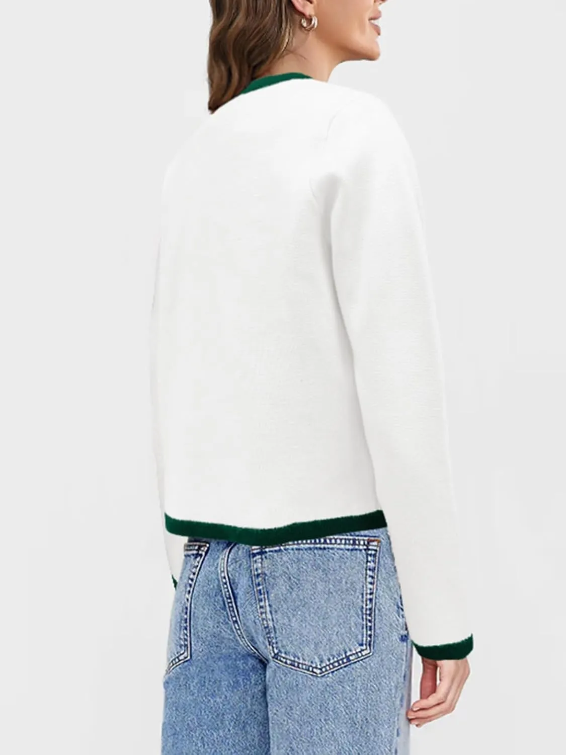 SuperPrity Cardigan Sweaters for Women Long Sleeve Button Down Cropped Knit Coat Jacket with Pocket 2024 Fashion Fall Outfits