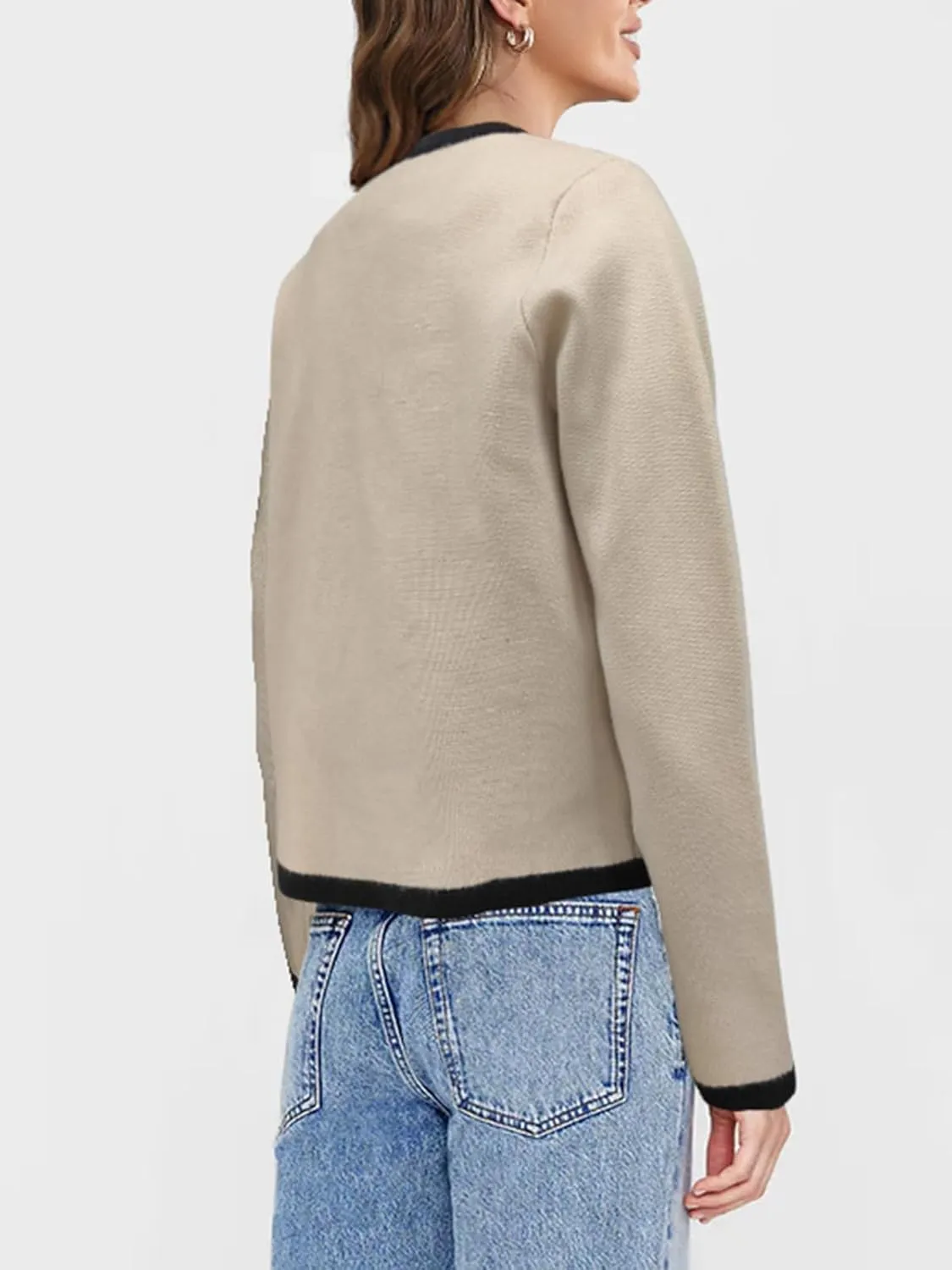 SuperPrity Cardigan Sweaters for Women Long Sleeve Button Down Cropped Knit Coat Jacket with Pocket 2024 Fashion Fall Outfits