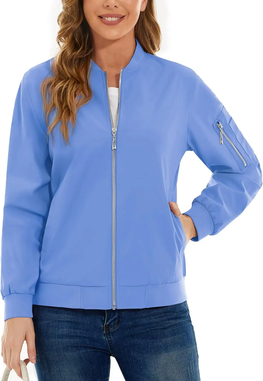 TACVASEN Women's Bomber Jackets Lightweight Casual Jacket Full Zip Windbreaker Fall Jacket