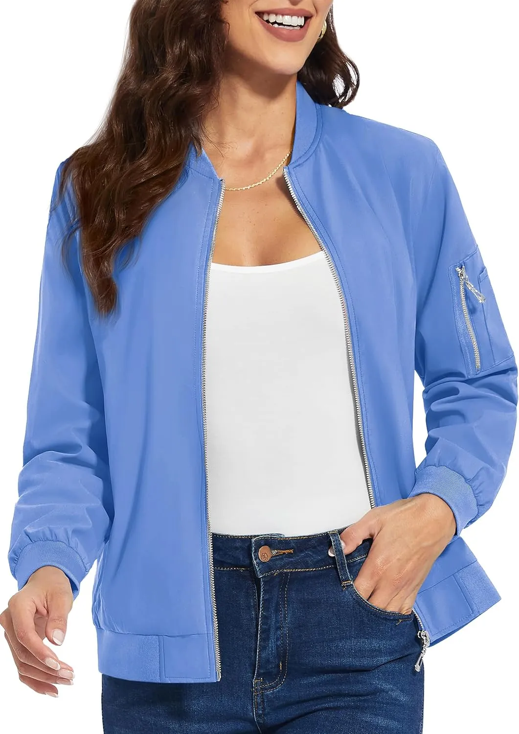 TACVASEN Women's Bomber Jackets Lightweight Casual Jacket Full Zip Windbreaker Fall Jacket