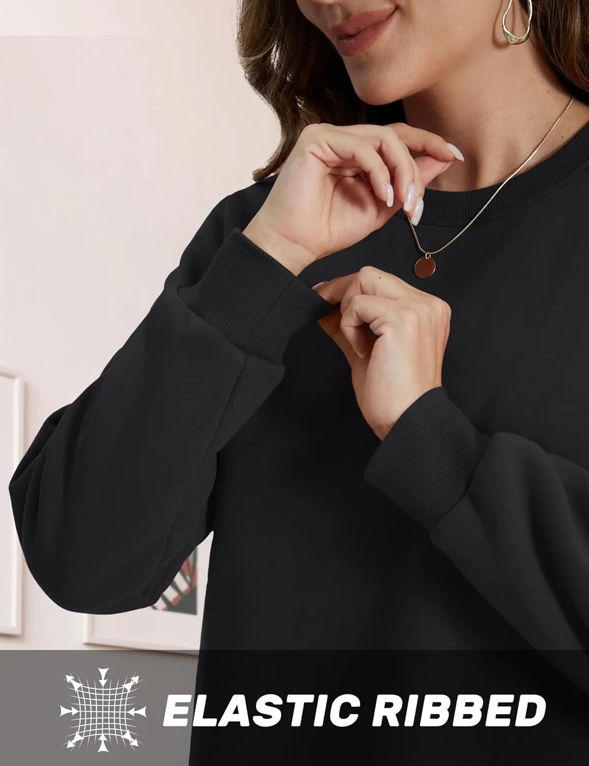 TACVASEN Womens Sherpa Lined Sweatshirts Casual Crewneck Cute Fleece Pullover Long Sleeve Thermal Shirts
