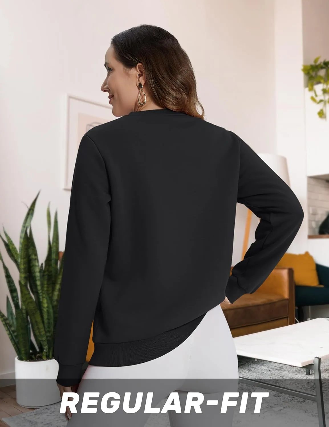 TACVASEN Womens Sherpa Lined Sweatshirts Casual Crewneck Cute Fleece Pullover Long Sleeve Thermal Shirts