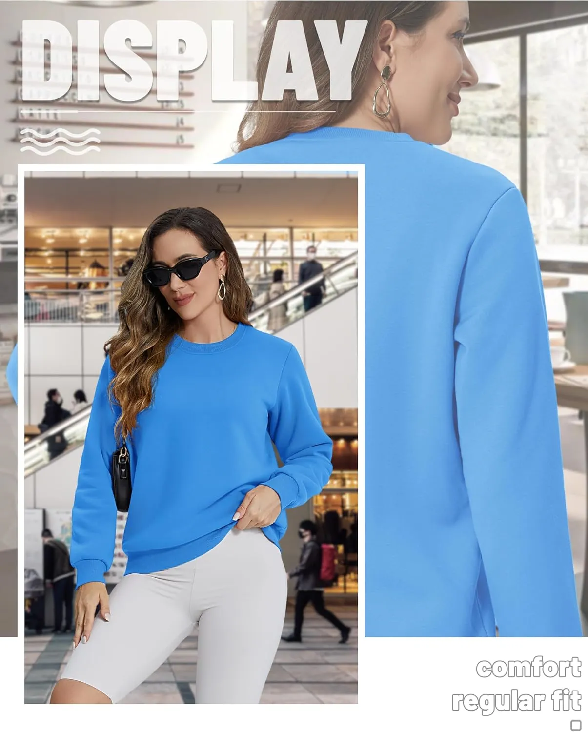 TACVASEN Womens Sherpa Lined Sweatshirts Casual Crewneck Cute Fleece Pullover Long Sleeve Thermal Shirts