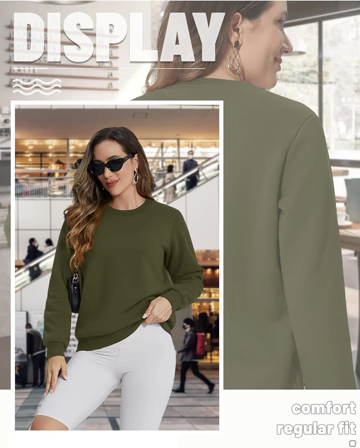 TACVASEN Womens Sherpa Lined Sweatshirts Casual Crewneck Cute Fleece Pullover Long Sleeve Thermal Shirts