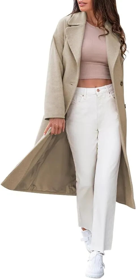 Tankaneo Womens Long Pea Coats Double Breasted Winter Warm Trench Coat Bussiness Casual Jackets Outerwear