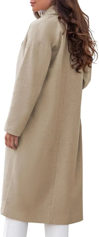Tankaneo Womens Long Pea Coats Double Breasted Winter Warm Trench Coat Bussiness Casual Jackets Outerwear