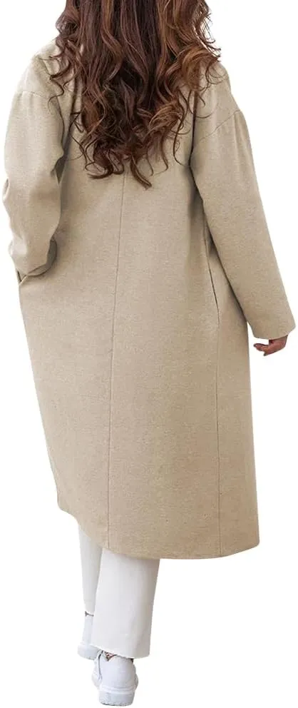 Tankaneo Womens Long Pea Coats Double Breasted Winter Warm Trench Coat Bussiness Casual Jackets Outerwear