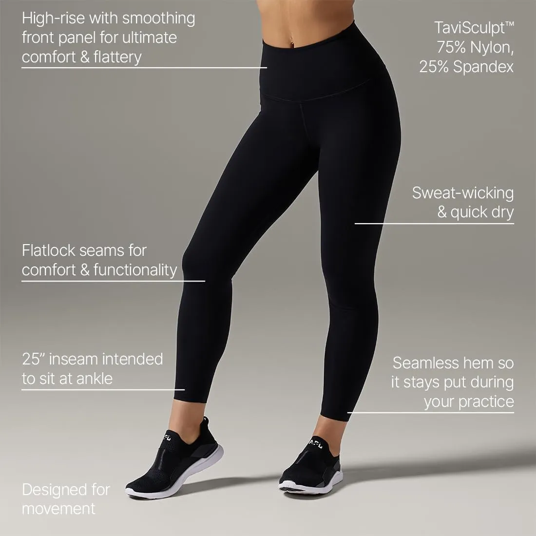 Tavi Womens High Waisted 7/8 Tight | 25-Inch Inseam | Comfortable Leggings with Pockets | Workouts, Studio & The Street
