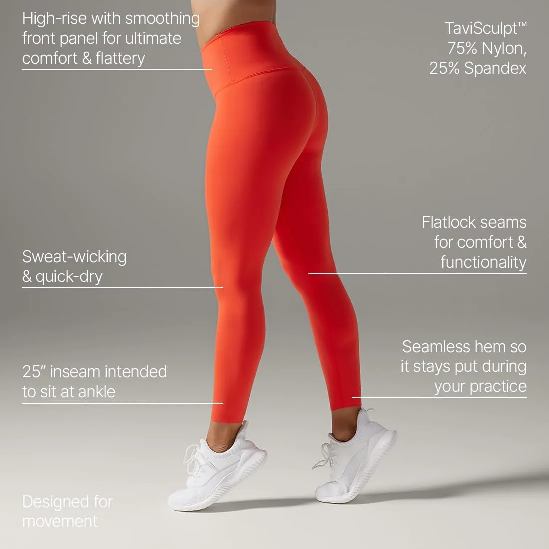 Tavi Womens High Waisted 7/8 Tight | 25-Inch Inseam | Comfortable Leggings with Pockets | Workouts, Studio & The Street
