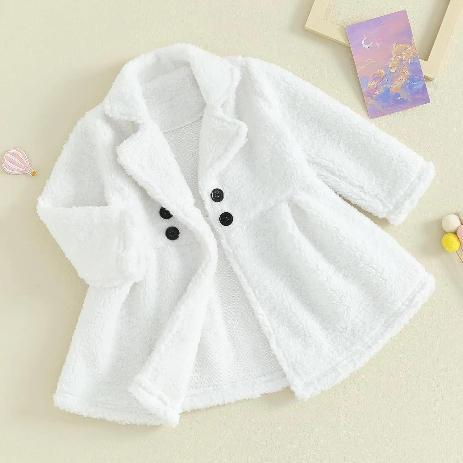 Toddler Baby Girl Fall Winter Clothes Sherpa Trench Coat Fleece Princess Dress Coat Jacket Kids Overcoat 1-6Y