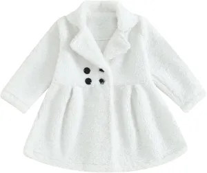 Toddler Baby Girl Fall Winter Clothes Sherpa Trench Coat Fleece Princess Dress Coat Jacket Kids Overcoat 1-6Y