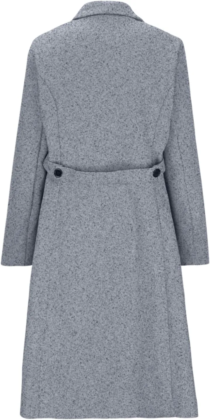 Trench Coat Women Elegant Wool Pea Coat Lapel Collar Double Breasted Overcoats Winter Warm Long Dress Coats