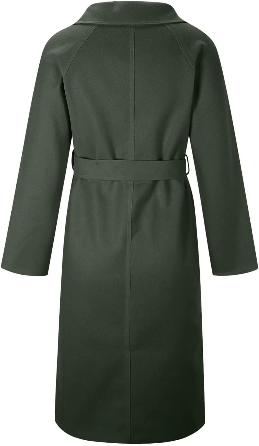 Trench Coats for Women Notched Collar Wool Blend Coats Dressy Open Front Belted Long Pea Coat Fall Winter Overcoat
