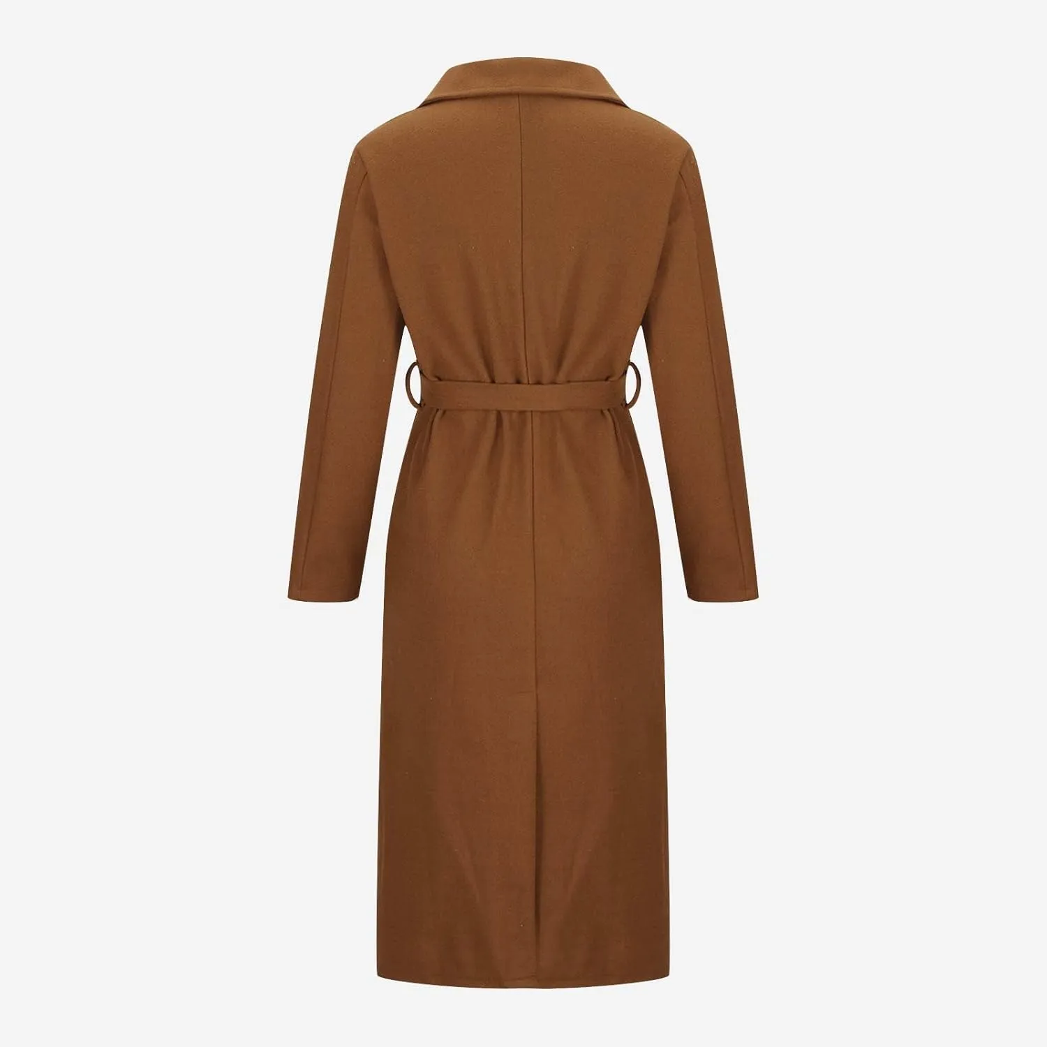 Trench Coats for Women Notched Collar Wool Blend Coats Dressy Open Front Belted Long Pea Coat Fall Winter Overcoat