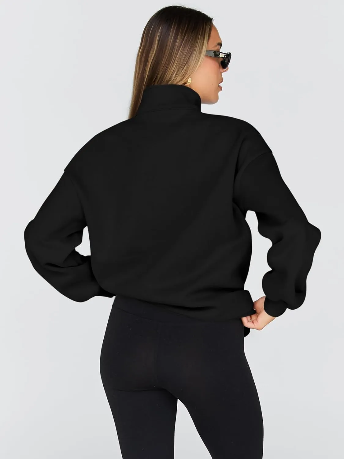 Trendy Queen Womens Oversized Sweatshirts Fall Fashion Hoodies Half Zip Pullover Long Sleeve Shirts Clothes Outfits