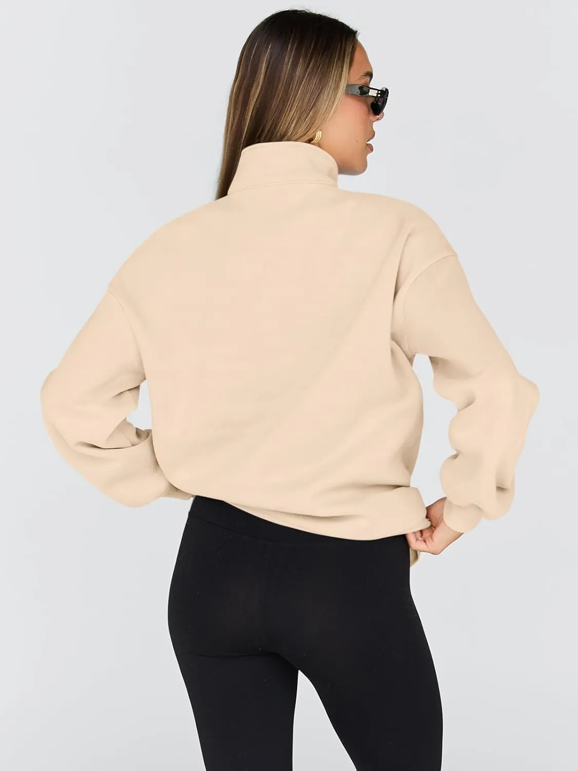 Trendy Queen Womens Oversized Sweatshirts Fall Fashion Hoodies Half Zip Pullover Long Sleeve Shirts Clothes Outfits