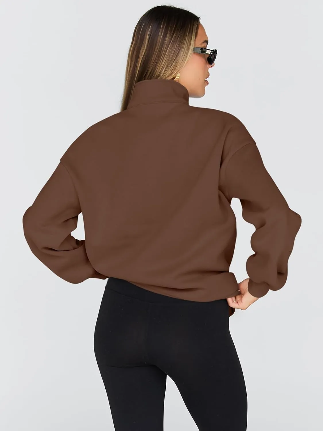 Trendy Queen Womens Oversized Sweatshirts Fall Fashion Hoodies Half Zip Pullover Long Sleeve Shirts Clothes Outfits