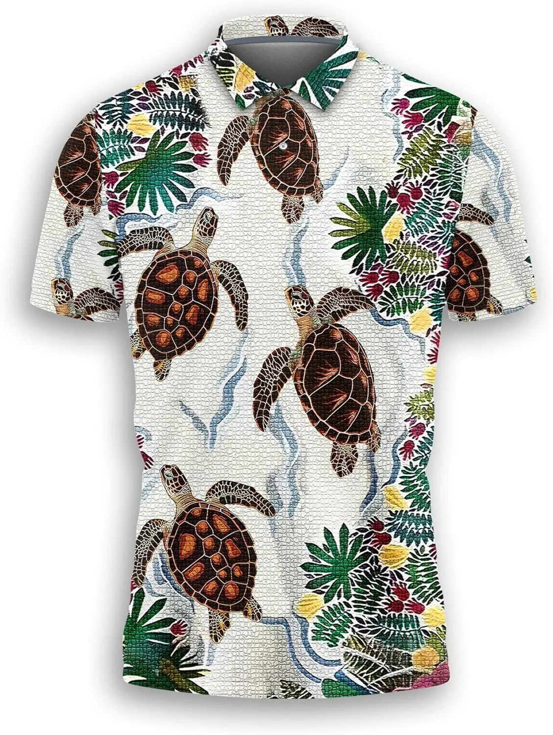 Tropical Ocean Polo Shirts for Men - Short Sleeve Golf Shirts Ocean Lover Mens Polo T-Shirt Casual Style 06