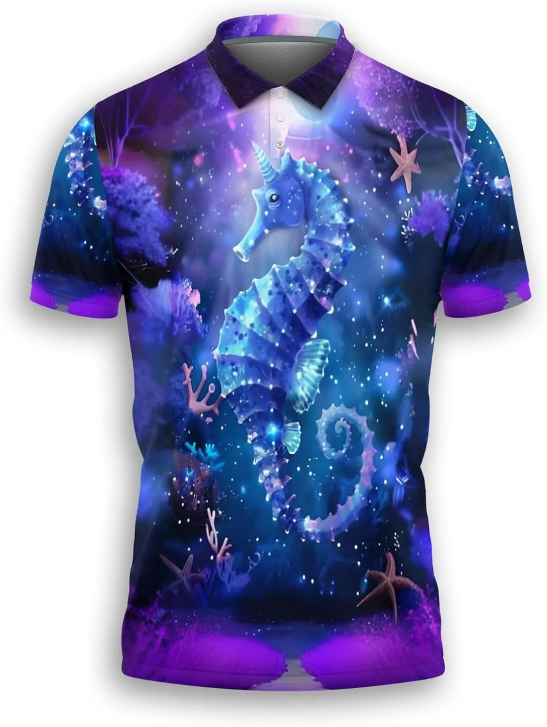Tropical Ocean Polo Shirts for Men - Short Sleeve Golf Shirts Ocean Lover Mens Polo T-Shirt Casual Style 06