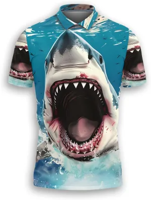Tropical Ocean Polo Shirts for Men - Short Sleeve Golf Shirts Ocean Lover Mens Polo T-Shirt Casual Style 06