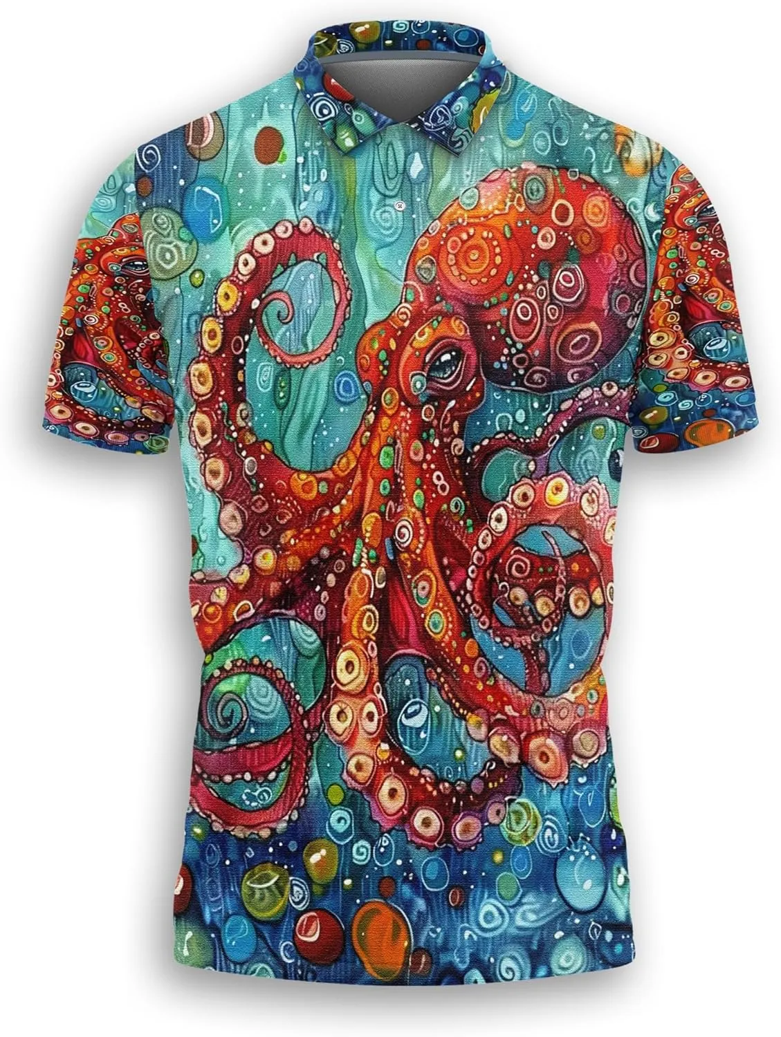 Tropical Ocean Polo Shirts for Men - Short Sleeve Golf Shirts Ocean Lover Mens Polo T-Shirt Casual Style 06