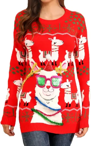 v28 Varied Ugly Christmas Sweater for Women Merry Reindeer Shirt Knit Sweaters