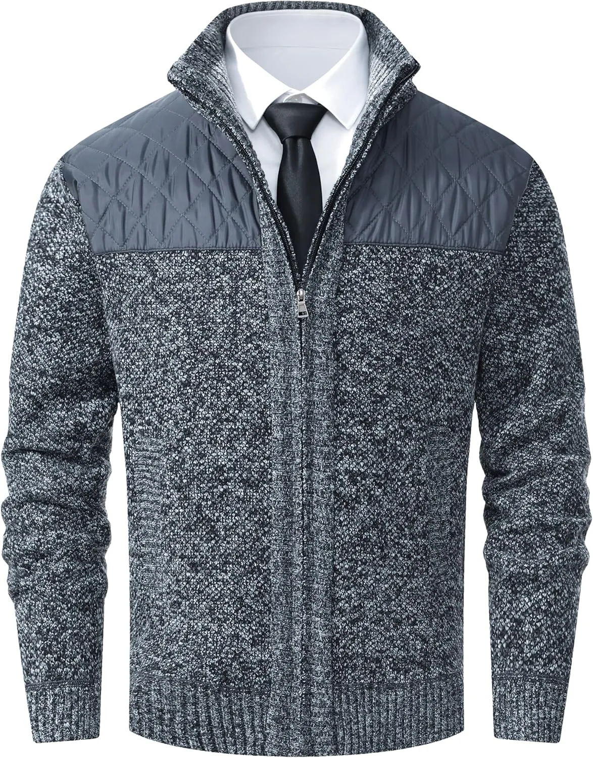 Vcansion Men's Classic Cardigan Sweaters Stand Collar Slim Fit Casual Knitted Sweater