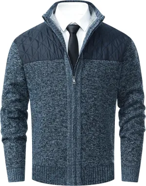 Vcansion Men's Classic Cardigan Sweaters Stand Collar Slim Fit Casual Knitted Sweater